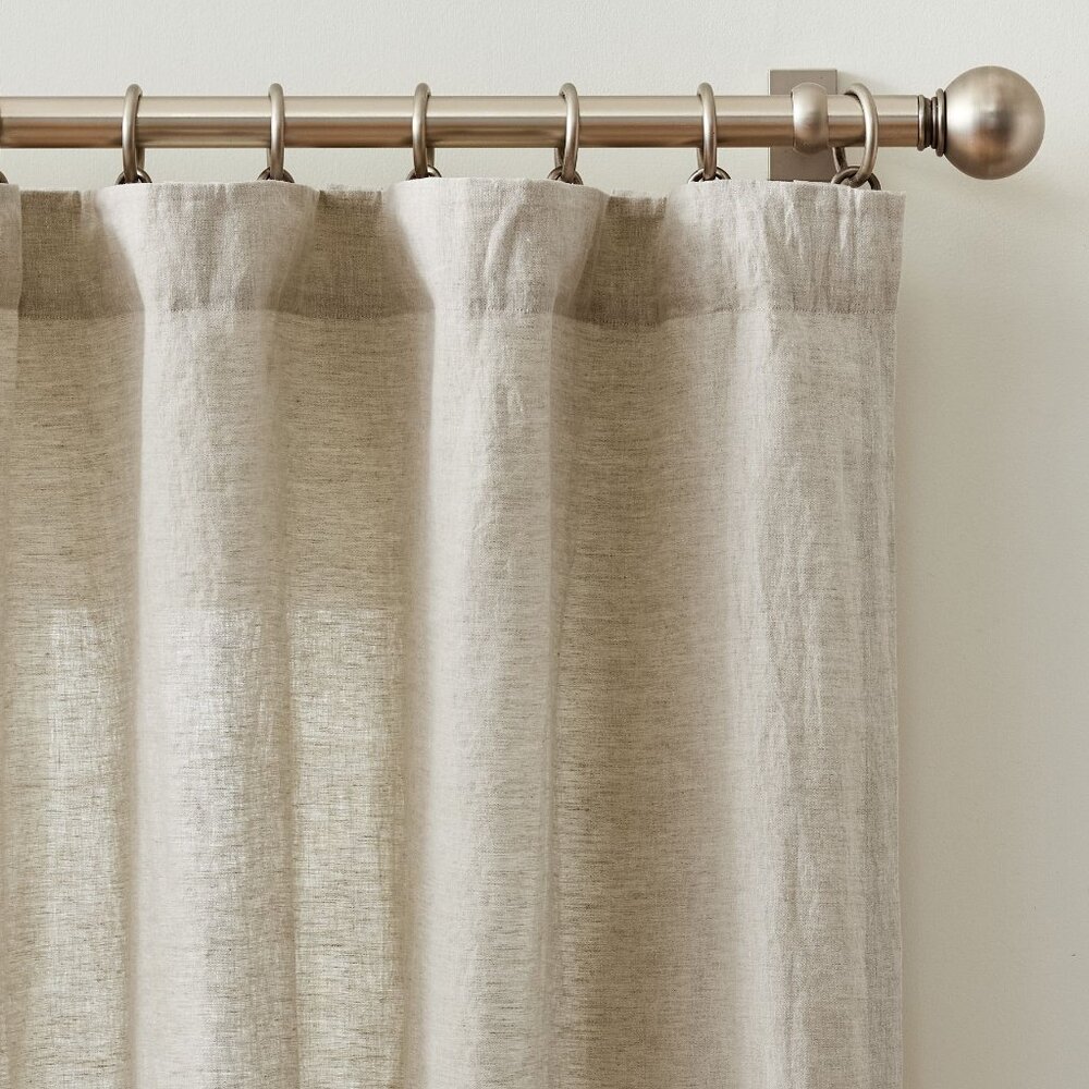 Pottery Barn Belgian Flax Linen Unlined Curtain Window Panel 100" W x 96" L NEW